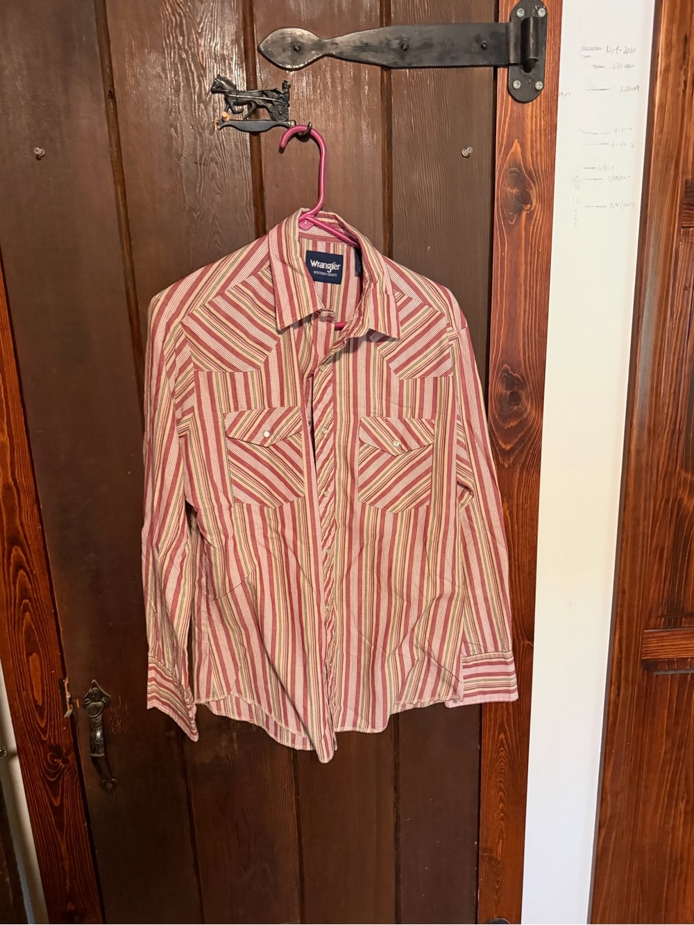 Wrangler Pink and White Striped Casual Button-Down Shirt